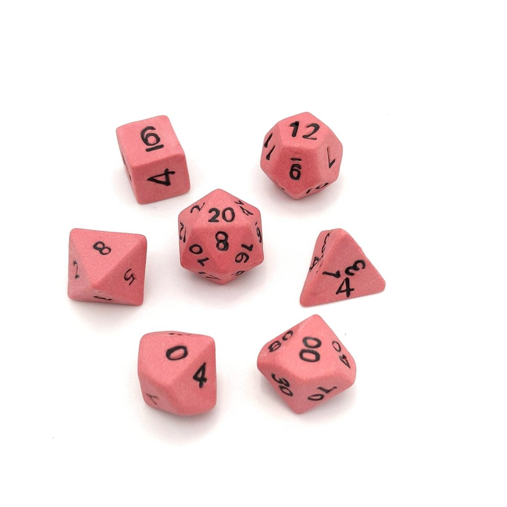 Stunning Pink Delight: Premium Ceramic Dice Set for DND and Tabletop Games