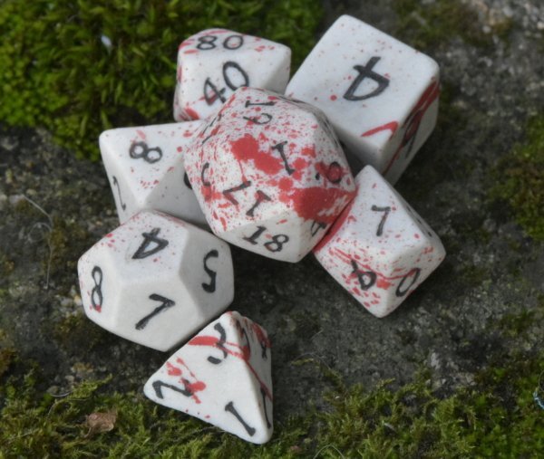 Blood Skeleton Ceramic Dice Set