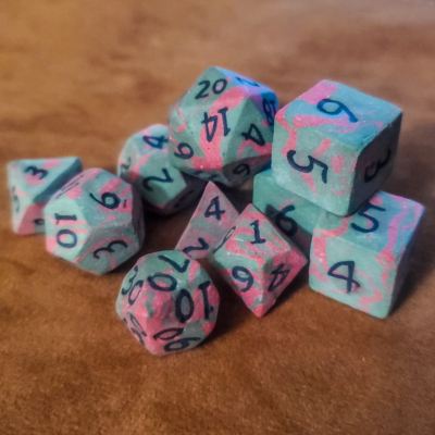 Handcrafted Orc Blood Ceramic DnD Dice Set for Tabletop Gaming