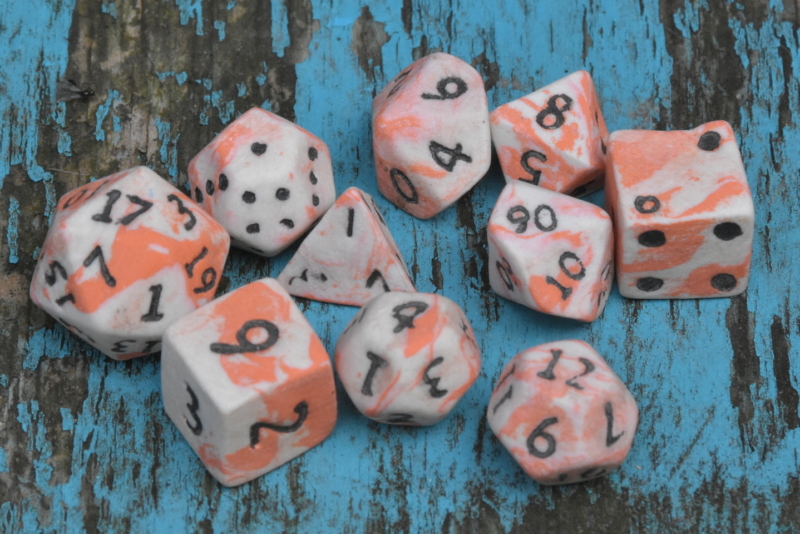 Dreamsicle Ceramic Dice Set: High-Quality & Unique Design for Tabletop Games