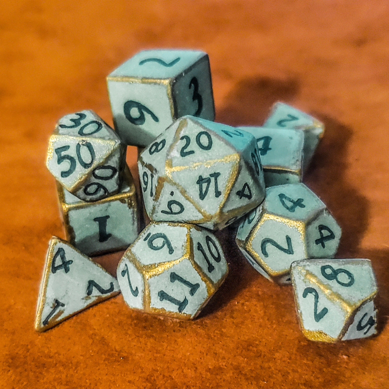 Custom Dice DND: Gold Caged Forgotten Forest Ceramic Set