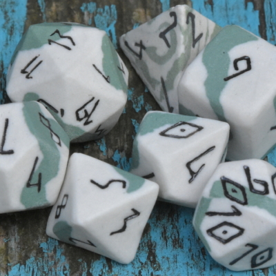 Runic Ancient Oasis Ceramic Dice Set for Tabletop Games