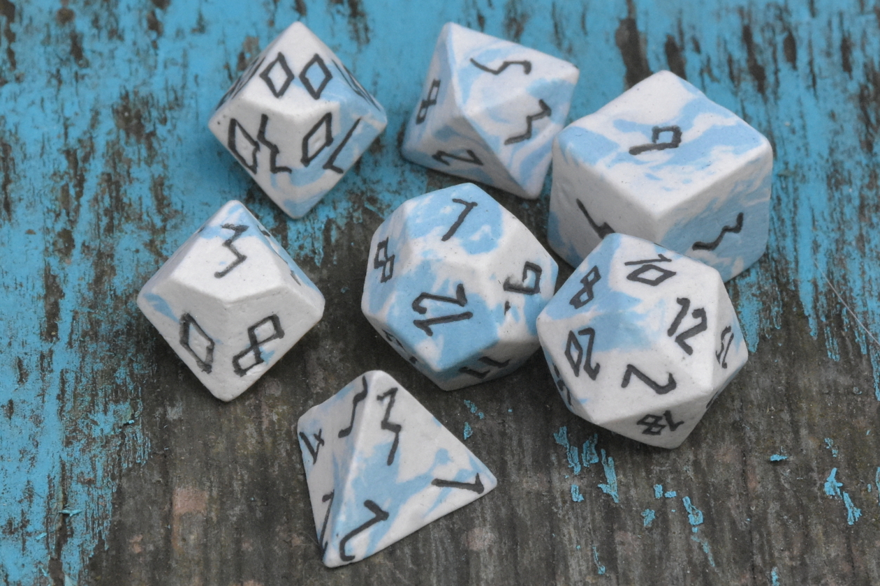 Runic Arrow Hawk Ceramic Dice Set