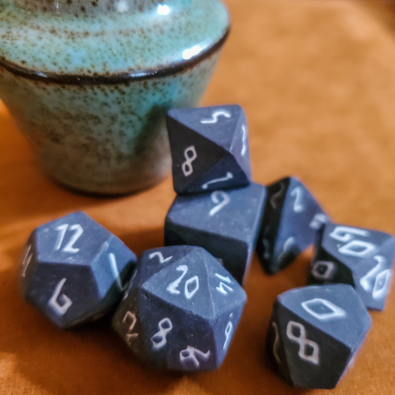 Runic Dark Heart Ceramic Dice Set