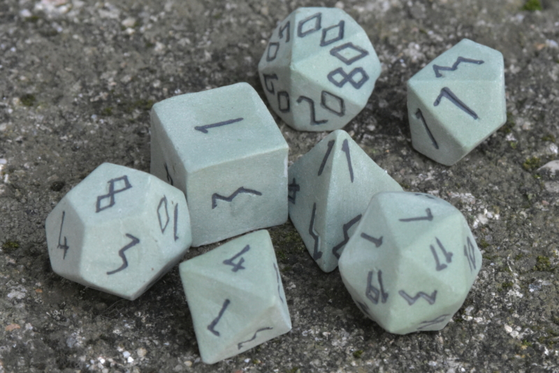 Runic Forgotten Forest: Ceramic Dice Set for DND