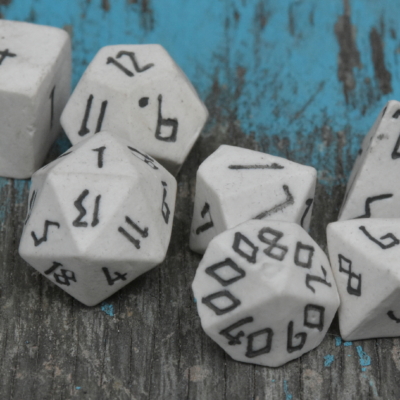 Runic Skeleton Ceramic Dice Set for DND