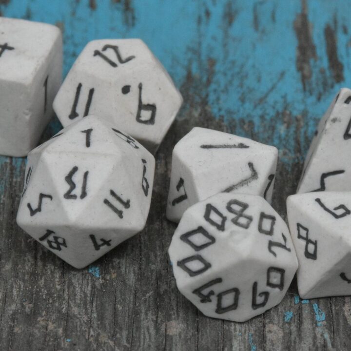 Runic Skeleton Ceramic Dice Set for DND