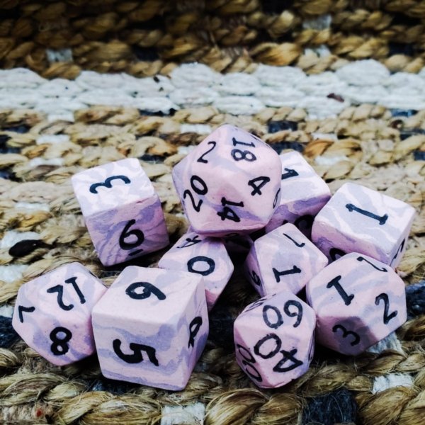 Violet Rose Ceramic Dice Set