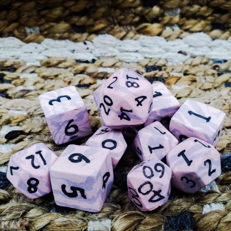 Violet Rose Ceramic Dice Set